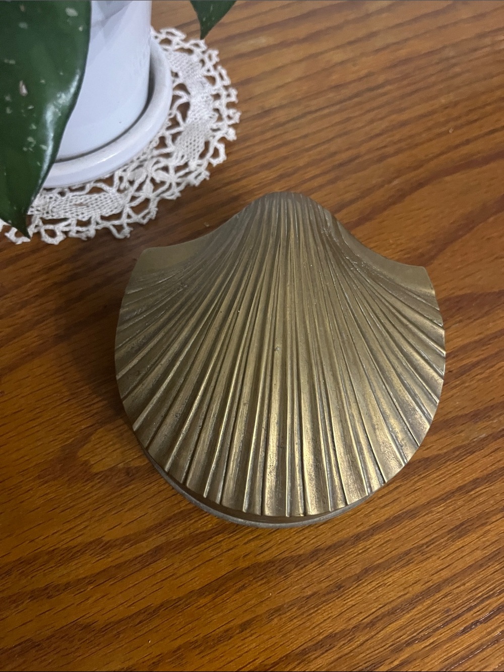 Brass Scallop Shell Decorative Accent - Gold trinket dish